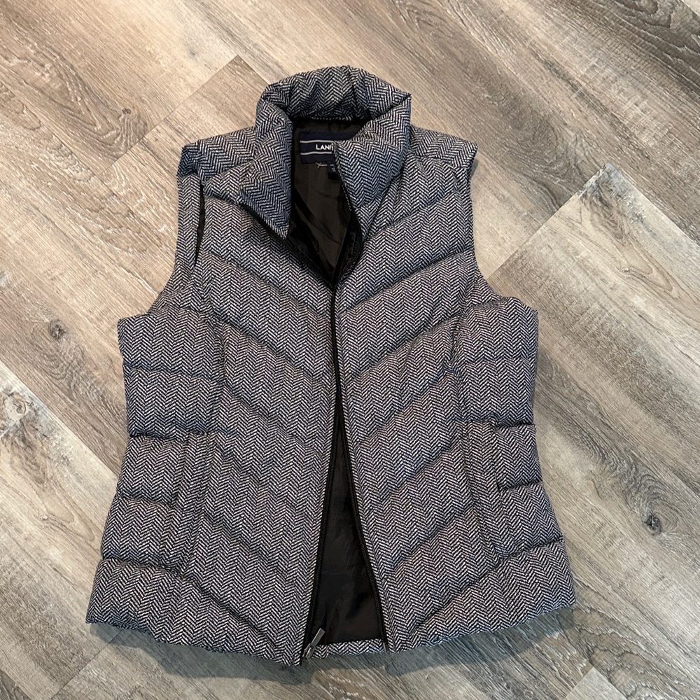 Lands' End Women's Black and White Chevron Vest
